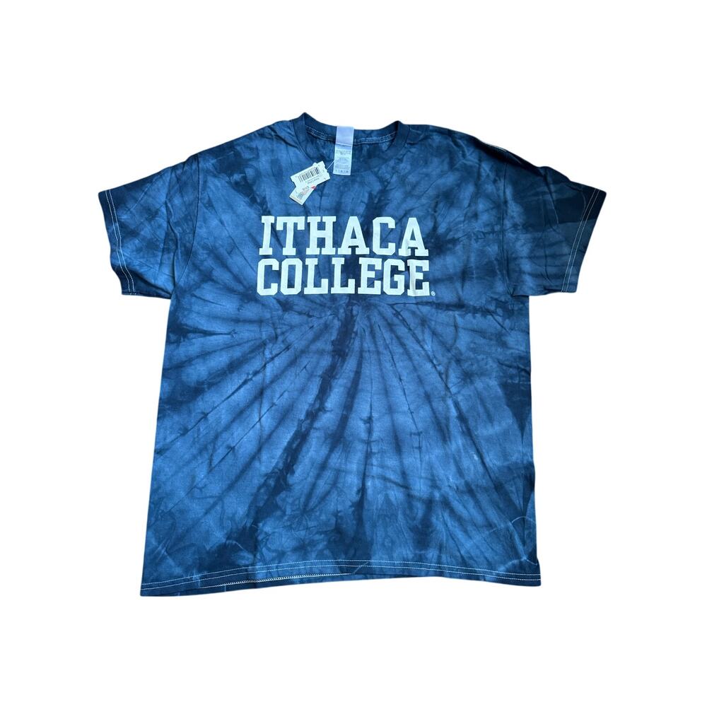 Ithaca College Tie Dyed T Shirt Navy Blue Large NWT